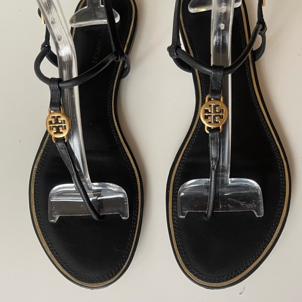 TORY BURCH Emmy  Flat Sandal black size 8 - Picture 2 of 7